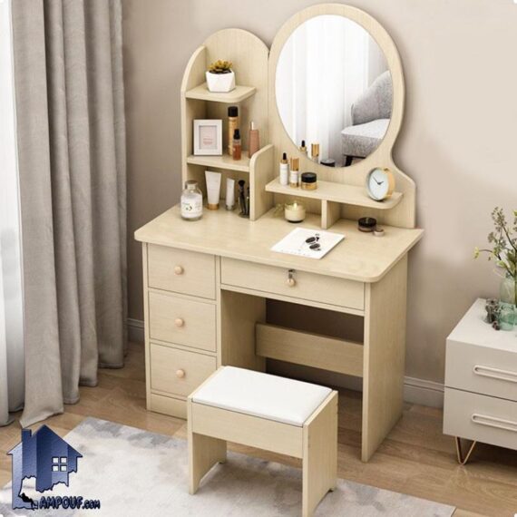 میز آرایش DJ357 به صورت کشو دار و قفسه دار و آینه دار بوده و به عنوان یک دراور و کنسول و میز توالت در داخل اتاق خواب و در کنار سرویس خواب قرار می‌گیرد