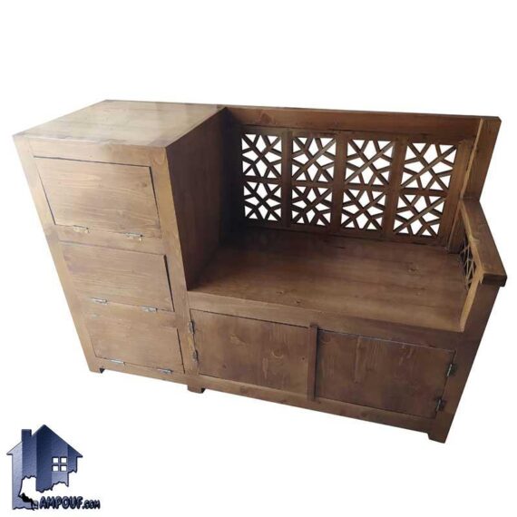 تخت سنتی Trk233 با ظرفیت نشیمن دو نفر به صورت باکس دار و صندوق دار که در منازل و رستوران و کافی شاپ و قهوه خانه و سفره خانه سنتی و محیط باغی استفاده میشود.