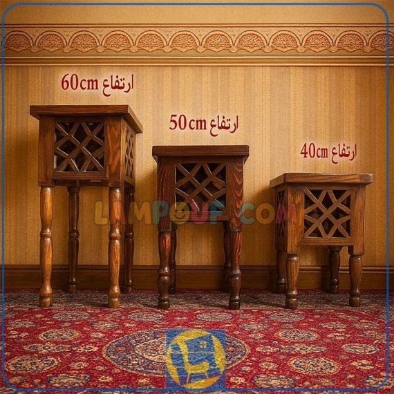 میز عسلی سنتی Trk265 که به عنوان میز پذیرایی و جلومبلی چوبی و قهوه خانه ای و باغی در رستوران و کافی شاپ و سفره خانه سنتی در کنار مبلمان قرار میگیرد.