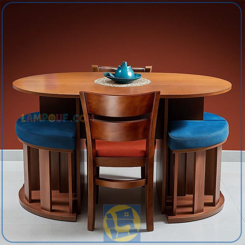 DTB35-1 ست میز نهارخوری ۶ نفره DTB35 به همراه صندلی که به عنوان غذاخوری و ناهار خوری چوبی کمجا در آشپزخانه و پذیرایی و رستوران و کافی شاپ و فست فود استفاده میشود.