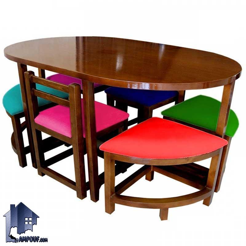 DTB17 -2 ست میز نهارخوری 6 نفره DTB17 مناسب برای ناهار خوری آشپزخانه و پذیرایی و کافی شاپ و رستوران که با طراحی به صورت ست میز و صندلی شش نفره و کمجا ساخته شده است