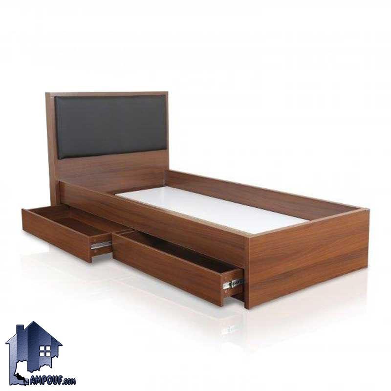 تخت خواب یک نفره SBJ118 دراور دار و کشو دار تاج دار که به صورت تختخواب یک نفره بزرگسال و کودک و نوجوان در داخل اتاق خواب در کنار سرویس خواب استفاده میشود.