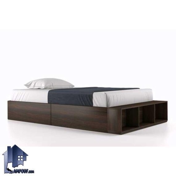 تخت خواب یک نفره SBJ123 که به عنوان باکس و تختخواب چوبی یکنفره کشو دار و دراور دار در داخل اتاق خواب و در کنار دیگر اقلام سرویس خواب استفاده میشود.