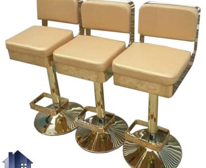 صندلی اپن تیگو BSO807 دارای بدنه فلزی به صورت جکدار با رنگ طلایی و استیل که در کنار میزهای بار و کانتر پیشخوان آشپزخانه و کافی شاپ و رستوران استفاده می‌شود