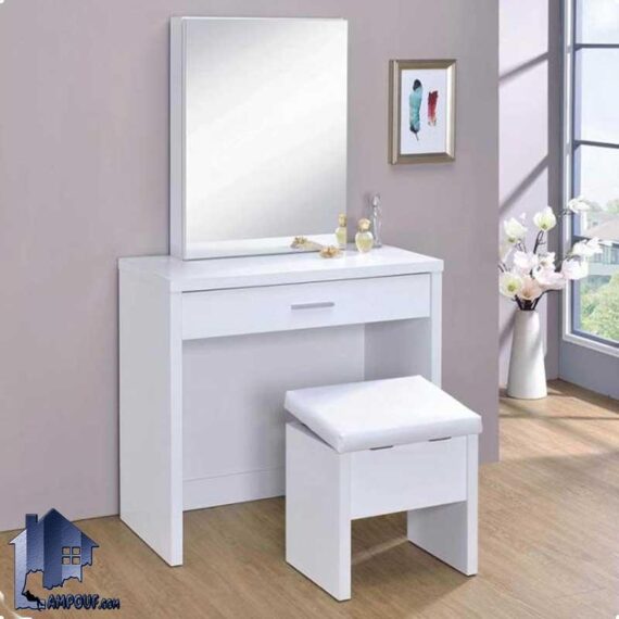 میز آرایش DJ368 به صورت کشو دار و دارای آینه کشویی و قفسه که به عنوان میز توالت و گریم و کنسول آینه دار در داخل اتاق خواب و در کنار سرویس خواب قرار می‌گیرد