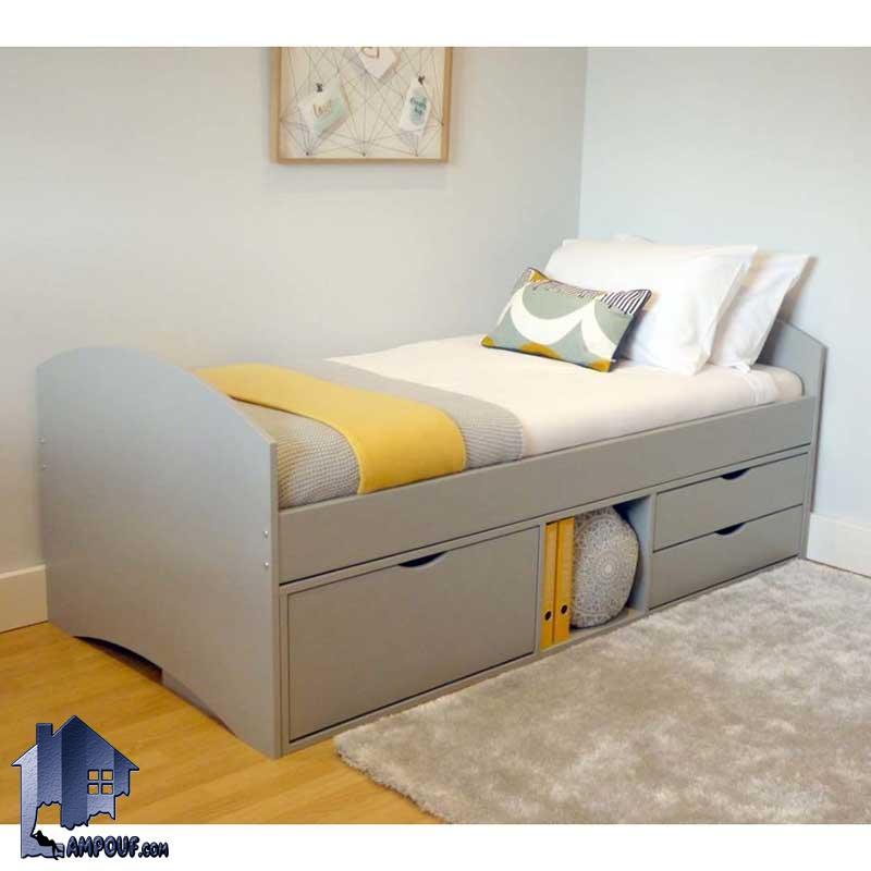 تخت خواب یک نفره SBJ130 که به صورت کشو دار دارای قفسه و درب جکدار بوده و به عنوان تختخواب یکنفره کنار سرویس خواب داخل اتاق کودک نوجوان بزرگسال قرار می‌گیرد.