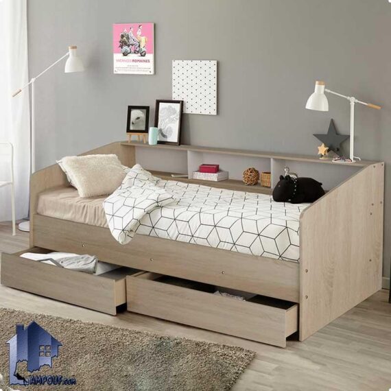 تخت خواب یک نفره SBJ132 که به صورت دو منظوره به عنوان تختخواب یکنفره و کاناپه یا مبل داخل اتاق خواب و در کنار سرویس خواب کودک نوجوان بزرگسال استفاده می‌شود