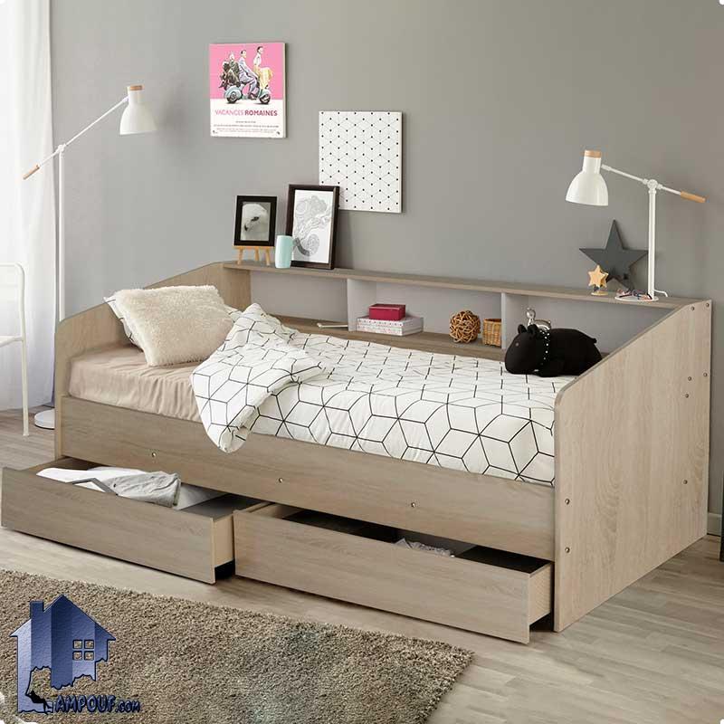 تخت خواب یک نفره SBJ132 که به صورت دو منظوره به عنوان تختخواب یکنفره و کاناپه یا مبل داخل اتاق خواب و در کنار سرویس خواب کودک نوجوان بزرگسال استفاده می‌شود
