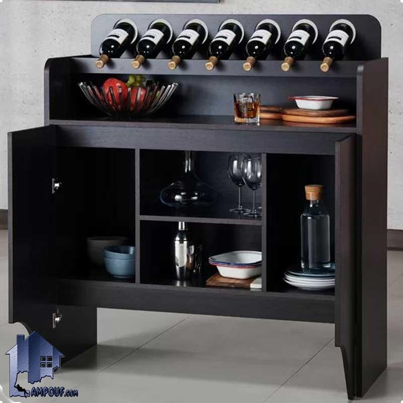 BTJ117 (2) میز بار BTJ117 که به عنوان ویترین و دکور و قفسه بطری و کمد ظروف در پذیرایی منازل و ویلا و در رستوران و کافی شاپ مورد استفاده قرار میگیرد.