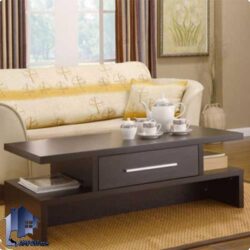 میز جلومبلی HOJ124 به صورت کشو دار و قفسه دار که به عنوان جلو مبلی و عسلی خانگی و اداری در قسمت پذیرایی منزل کنار مبلمان استفاده می‌شود.