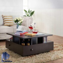 میز جلومبلی HOJ125 کشو دار و قفسه دار به صورت مربعی که به عنوان میز عسلی و جلو مبلی خانگی و اداری در کنار مبلمان مورد استفاده قرار می‌گیرد.