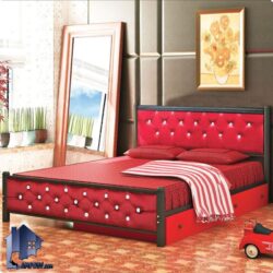 تخت خواب دو نفره DBV140 با بدنه فلزی و طرح چستر به روی تاج که به عنوان سرویس خواب و تختخواب دونفره کینگ و کوئین در اتاق خواب استفاده می‌شود.