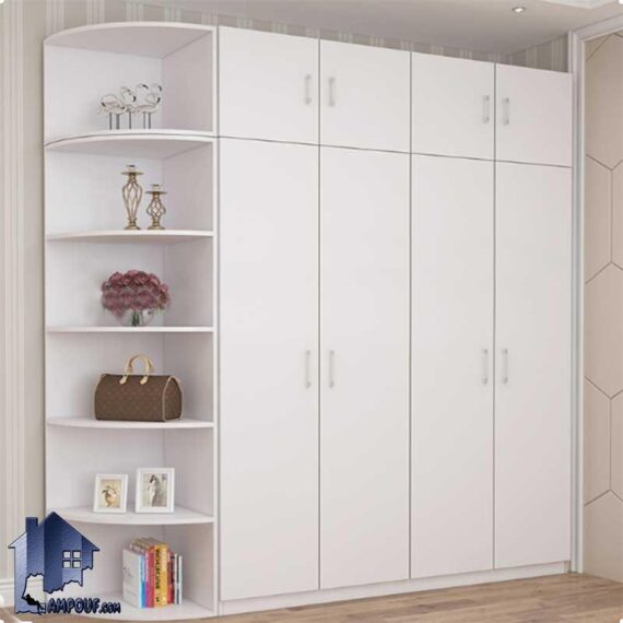 کمد جالباسی LHJ300 به صورت درب دار که به عنوان کمد دیواری لباس و ویترین و قفسه و شلف گوشه ای در داخل اتاق خواب مورد استفاده قرار میگیرد.