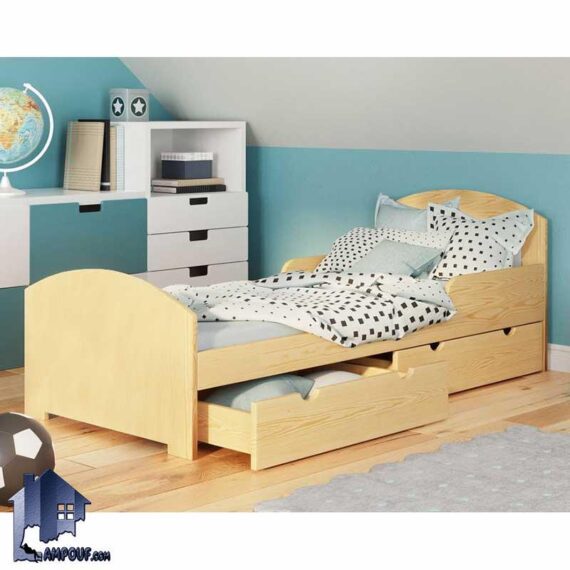 تخت خواب یک نفره SBJ149 کشو دار که به عنوان تختخواب و سرویس خواب MDF یکنفره کودک و نوجوان و بزرگسال در داخل اتاق خواب استفاده میشود.