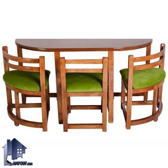 ست میز نهارخوری 3 نفره DTB71 که به عنوان میز غذا خوری و ناهار خوری کمجا و چوبی در پذیرایی و آشپزخانه و رستوران و کافی شاپ استفاده می‌شود.