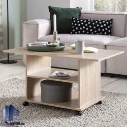 میز جلومبلی HOJ149 به صورت چرخدار و قفسه دار است که به عنوان میز عسلی و میز جلو مبلی اداری و خانگی در پذیرایی و سالن انتظار استفاده میشود