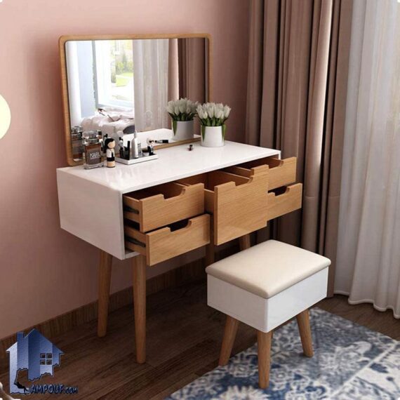 میز آرایش DJ392 به صورت کشو دار و آینه دار که به عنوان یک کنسول و میز توالت و گریم قابل استفاده در کنار سرویس خواب در اتاق خواب می‌باشد.