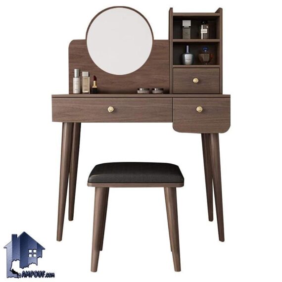 میز آرایش DJ393 به صورت آینه دار که به عنوان میز گریم و توالت و کنسول کشو دار در کنار سرویس خواب در داخل اتاق خواب استفاده می‌شود