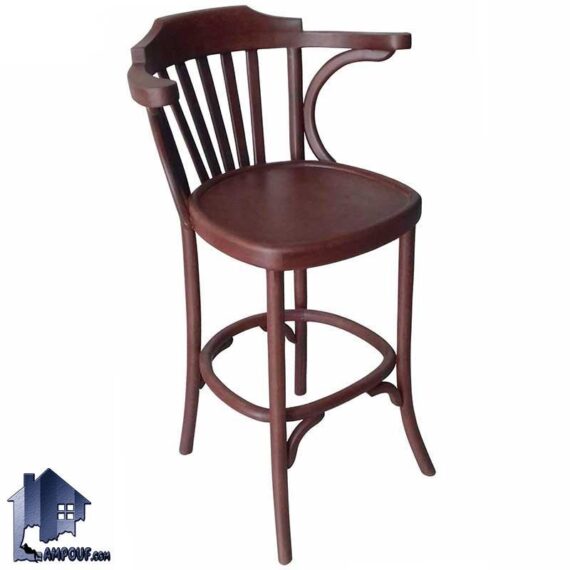 صندلی اپن BSB114 با طراحی لهستانی که به عنوان صندلی چوبی کانتر در کنار میز بار و پیشخوان در آشپزخانه و پذیرایی و کافی شاپ استفاده می‌شود