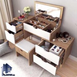 میز آرایش DJ395 که به عنوان دراور آینه دار یا میز گریم و توالت و یا کنسول کشو دار در کنار سرویس خواب در داخل اتاق خواب استفاده میشود.