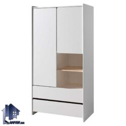 کمد جالباسی LHJ304 دارای میله آویز رگال لباس و قفسه و کشو که به عنوان استند لباس و کفش و جاکفشی در کنار سرویس خواب در اتاق استفاده میشود.