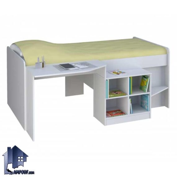 تخت خواب یک نفره SBJ155 به صورت تختخواب و سرویس خواب یکنفره کمجا دارای میز تحریر و لپ تاپ و قفسه و کتابخانه که در اتاق خواب قرار می‌گیرد