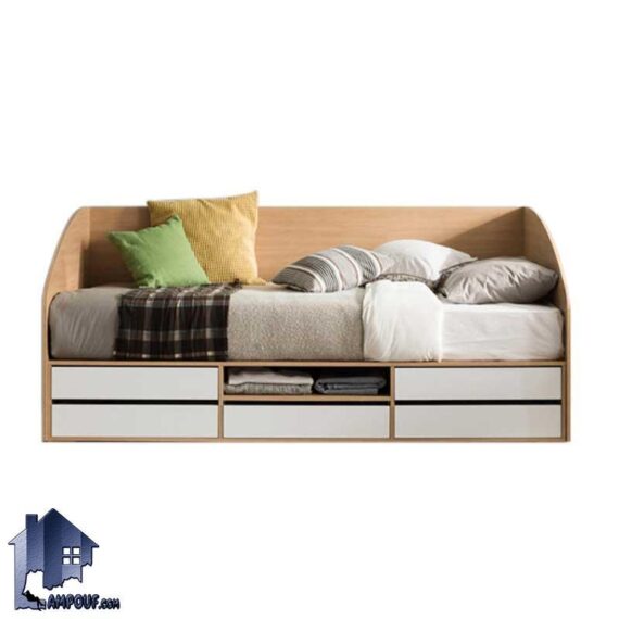 تخت خواب یک نفره SBJ159 دارای کشو و دراور و قفسه که به عنوان تختخواب و سرویس خواب یکنفره کمجا در اتاق خواب مورد استفاده قرار می‌گیرد.