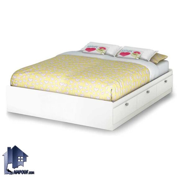 تخت خواب دو نفره DBJ159 دارای کشو که به عنوان تختخواب و باکس دونفره با دو سایز کینگ و کوئین در کنار سرویس خواب در داخل اتاق استفاده می‌شود.