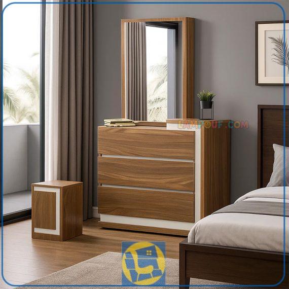 میز آرایش DJ524 که به عنوان دراور و کنسول آینه دار و میز توالت و گریم در کنار سرویس خواب و تخت خواب یک نفره و دو نفره استفاده می‌شود.