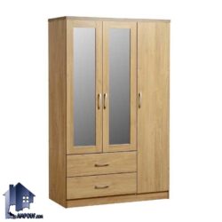 کمد جالباسی LHJ316 دارای درب به صورت آینه قدی و کشو و میله برای آویز رگال لباس و همچنین قفسه که در کنار سرویس خواب در اتاق استفاده میشود