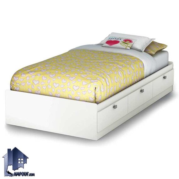 تخت خواب یک نفره SBJ169 دارای کشو و دراور که به صورت باکس و تختخواب یکنفره در کنار سرویس خواب در اتاق بزرگسال و نوجوان استفاده می‌شود