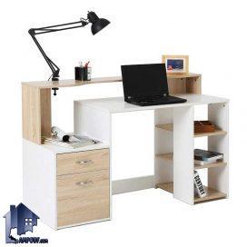 میز تحریر SDJ347 دارای قفسه و کتابخانه و جای کیس که به عنوان میز کار و مطالعه و لپ تاپ و میز کامپیوتر و گیمینگ در اتاق خواب استفاده می‌شود.