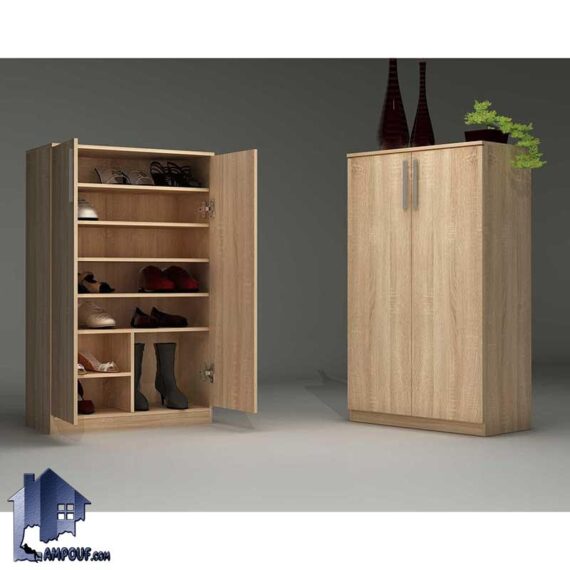 جاکفشی SHJ337 دارای دو درب کمدی و قفسه که به عنوان استند و براکت کفش در قسمت ورودی منزل و یا در کنار سرویس خواب در اتاق استفاده میشود.