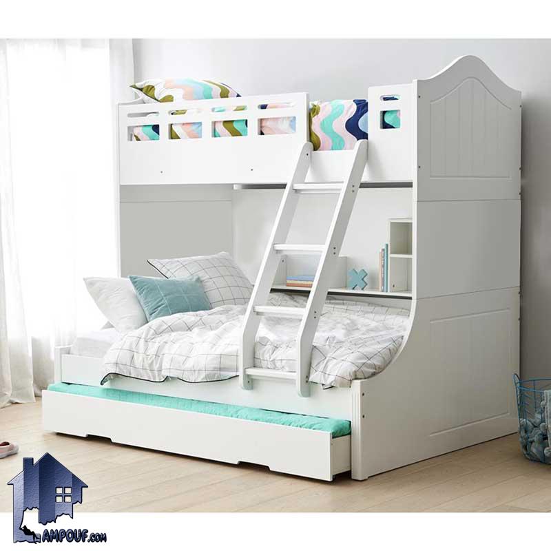 TBJ69 (2) تخت خواب دو طبقه TBJ69 دارای قفسه و کتابخانه که به عنوان تختخواب و سرویس خواب دوطبقه کمجا در اتاق خواب نوجوان و بزرگسال استفاده میشود