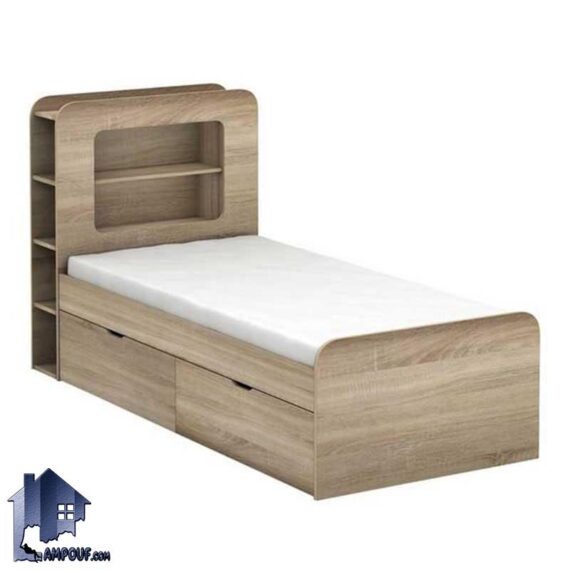 تخت خواب یک نفره SBJ172 دارای قفسه و کشو و دراور که به عنوان تختخواب و سرویس خواب یکنفره کمجا در اتاق نوجوان و بزرگسال استفاده می‌شود.