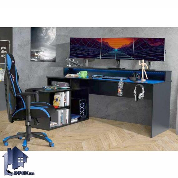 میز گیمینگ SDJ356 دارای کناره قفسه دار و دارای جای کیس که به عنوان میز بازی کامپیوتری، لپ تاپ، میز کار، میز تحریر و مطالعه استفاده می‌شود.