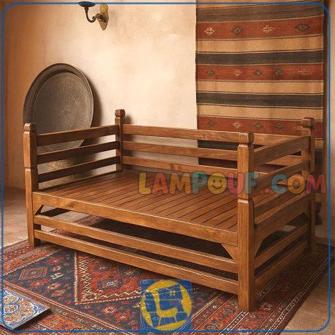 تخت سنتی دونفره TrK274 قابل استفاده در رستوران، کافی شاپ، فضای باز، آلاچیق، تراس و بالکن که به عنوان تخت باغی و قهوه خانه ای شناخته میشود.