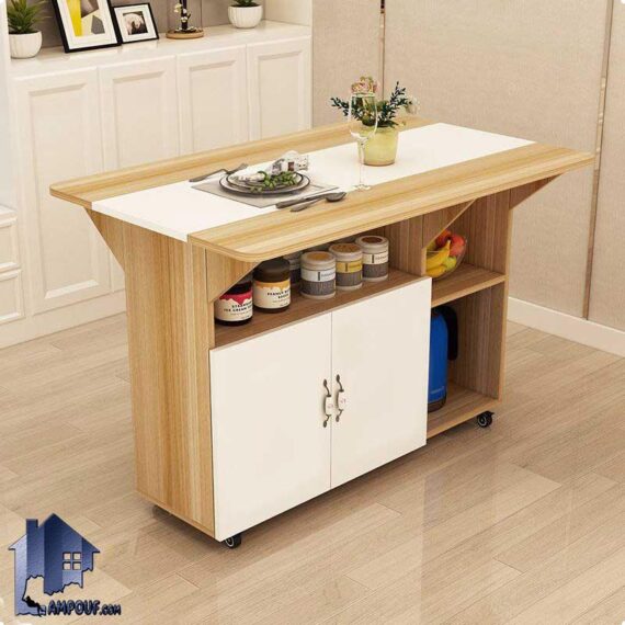 میز بار BTJ137 تاشو و کمجا دارای درب و قفسه که به عنوان ویترین و میز ناهار خوری در آشپزخانه، پذیرایی، کافی شاپ و رستوران استفاده می‌شود