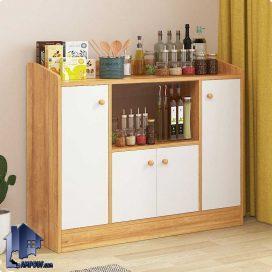 کابینت CSJ109 دارای کمد درب دار و قفسه برای ماکروفر و ظرف که به عنوان کنسول و میز بار در کافی شاپ، آشپزخانه و پذیرایی استفاده می‌شود