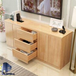 کنسول SCJ205 دارای کشو و درب و قفسه که به عنوان میز پذیرایی و دراور و کابینت آشپزخانه و یا میز آرایش و توالت در منازل و ویلا قرار میگیرد
