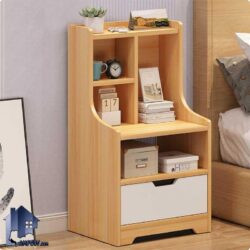 پاتختی BSTJ125 دارای کشو و قفسه و کتابخانه که به عنوان میز تلفن و آباژور و میز کنار تخت خواب در کنار سرویس خواب و مبلمان استفاده میشود.