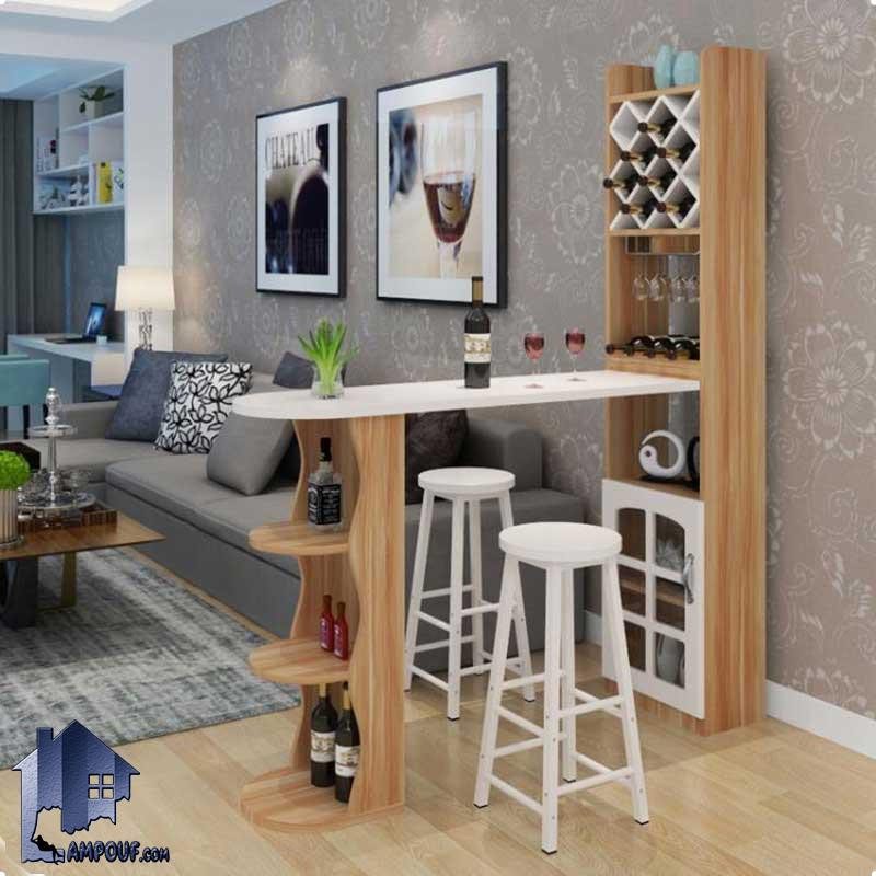 BTJ142 (1) میز بار BTJ142 دارای درب شیشه ای و قفسه بطری که به عنوان کابینت و کنسول و کانتر اپن و بار در آشپزخانه و پذیرایی و کافی شاپ استفاده میشود.