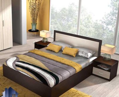 تخت خواب دو نفره DBJ169 به صورت تخت باکس تاج دار با کفی فلزی که این تختخواب دونفره در کنار سرویس خواب در اتاق خواب مورد استفاده قرار می‌گیرد.