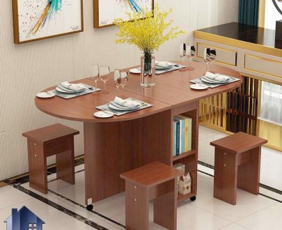 میز نهارخوری تبدیلی DTJ77 دارای مکانیزم کمجا و دارای چهار عدد صندلی که به عنوان میز ناهارخوری و غذاخوری در آشپزخانه و کافی شاپ استفاده می‌شود