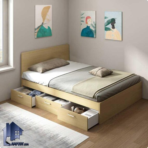 تخت خواب یک نفره SBJ185 دارای کشو که به عنوان تختخواب و تخت باکس یکنفره کشو و دراور دار در کنار سرویس خواب در اتاق خواب استفاده میشود.
