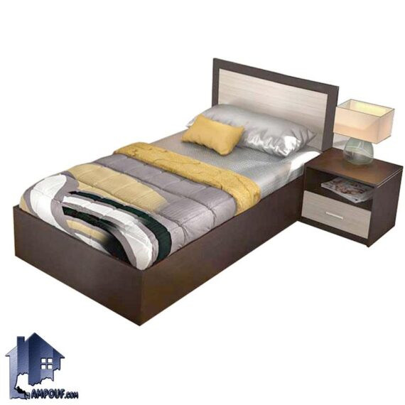 تخت خواب یک نفره SBJ186 به صورت تختخواب و باکس تاج دار یکنفره با کفی فلزی که در کنار سرویس خواب در اتاق خواب استفاده میشود