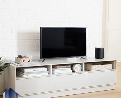 میز تلویزیون مدل TTJ98 دارای کشو و قفسه که به عنوان استند و براکت ال سی دی LCD و ال ای دی LED در قسمت تی وی روم و پذیرایی قرار می‌گیرد