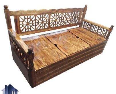تخت سنتی باکس دار TrK284 دارای صندوق درب دار که به عنوان تخت چوبی باغی و قهوه خانه ای در فضای باز، رستوران و سفره خانه استفاده می‌شود.