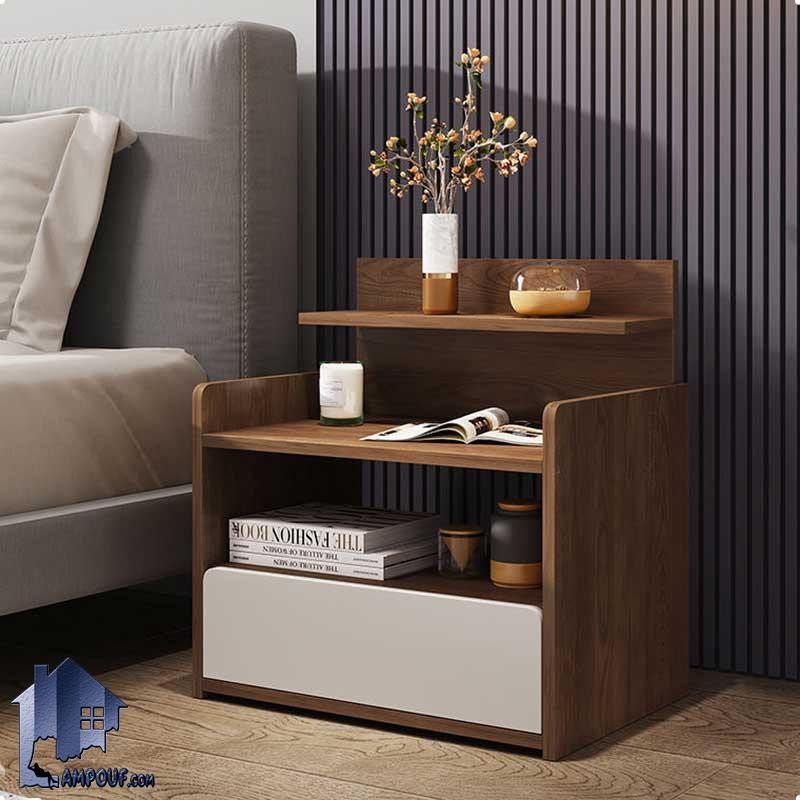 BSTJ128 (2) پاتختی BSTJ128 دارای کشو و قفسه ویترینی که به عنوان میز آباژور و تلفن و دراور کنار تختخواب در کنار سرویس خواب اتاق خواب استفاده میشود.