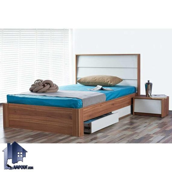تخت خواب یک نفره SBJ188 دارای کشو و تاج منحصر به فرد که به عنوان تختخواب و باکس و سرویس خواب یکنفره دراور دار در اتاق خواب استفاده میشود